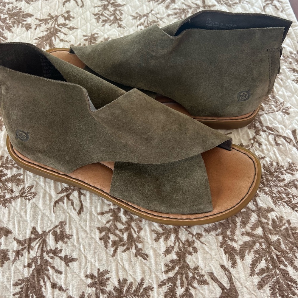 Born Olive Suede Sandels